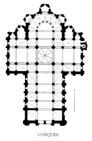 Planta de Saint Foy de Conques, Francia, siglos XI y XII