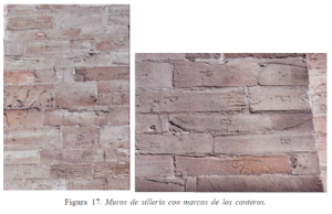 Muros románicos de sillería con marcas de los canteros