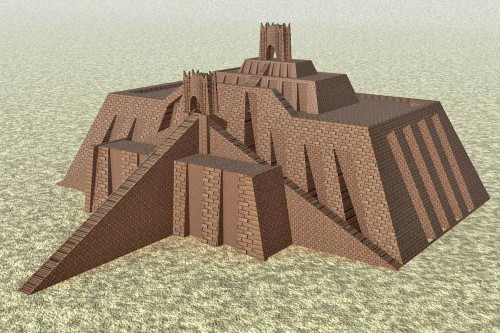 Reconstrucción virtual del Zugurat de Ur-Nammu, siglo XXI a.C.
